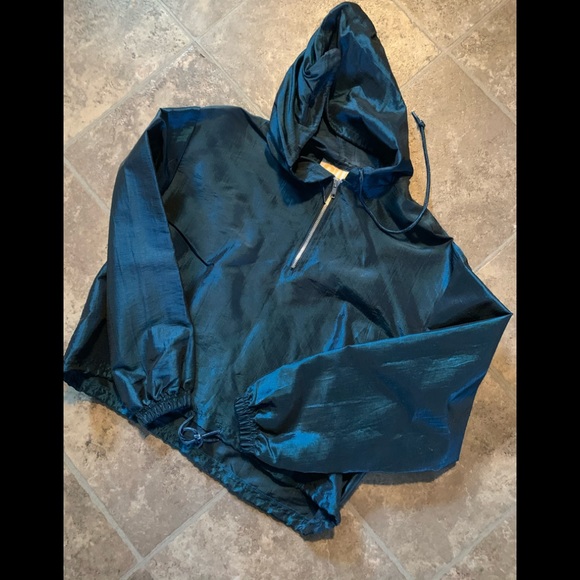 Vintage  metallic Crop teal blue windbreaker - Picture 6 of 9